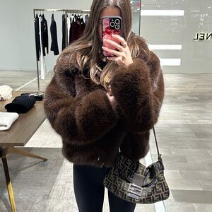 Luxurious Brown Faux Fur Jacket
